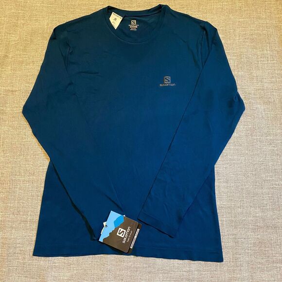 Salomon Shirt Mens Large Dark Teal Sense LS Active Tee Sweatshirt  Athleisure - Picture 1 of 8